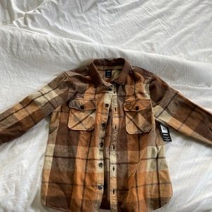RVCA shirt-jack burn orange and brown plaid men’s L